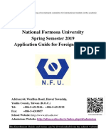 National Formosa University: Spring Semester 2019 Application Guide For Foreign Students