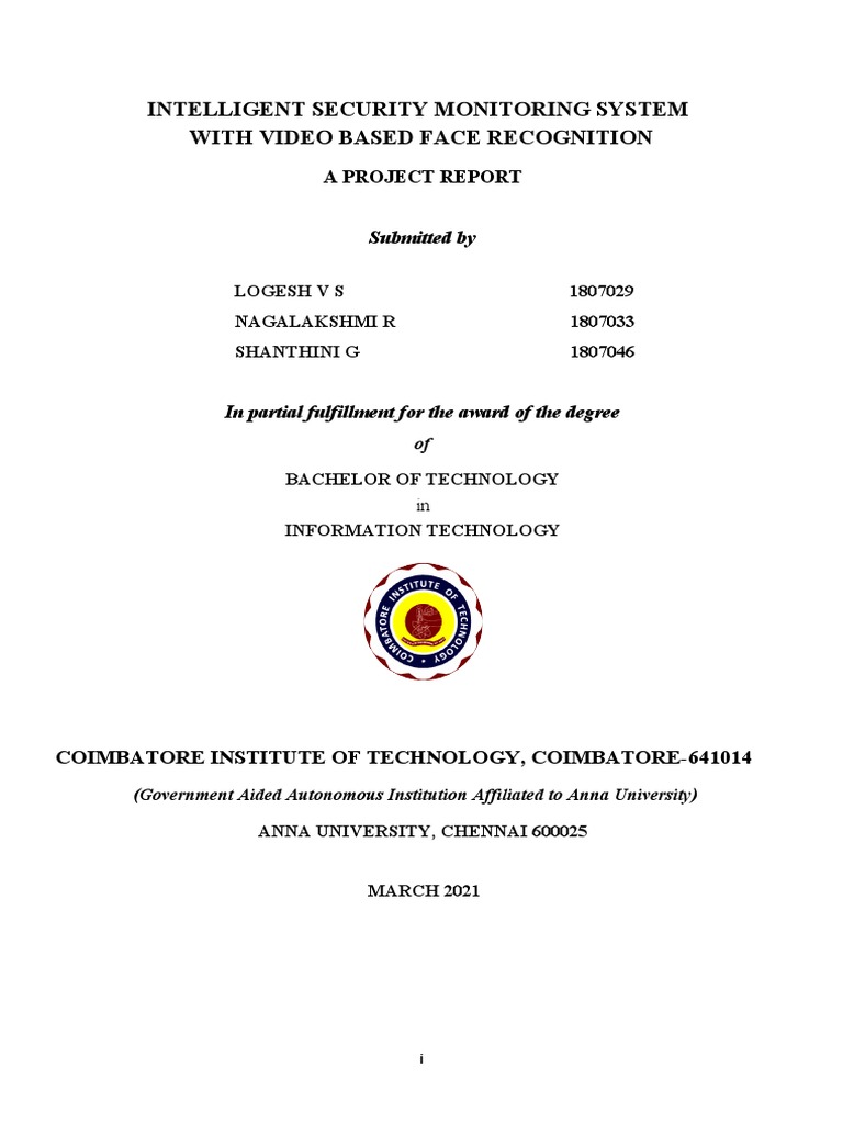 Intelligent Security Monitoring System With Video Based Face