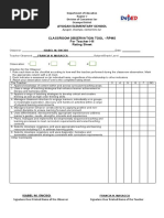 Ayugan Elementary School: Classroom Observation Tool - Rpms For Teacher I-III Rating Sheet