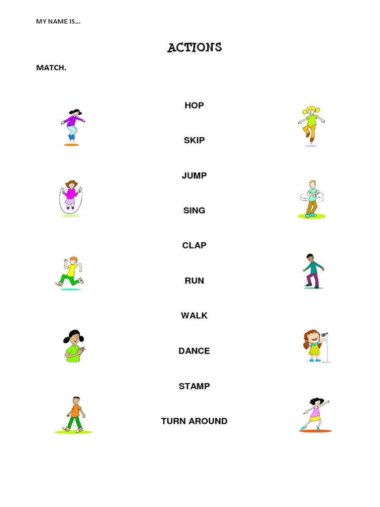 Action Matching Activities for Kids | PDF