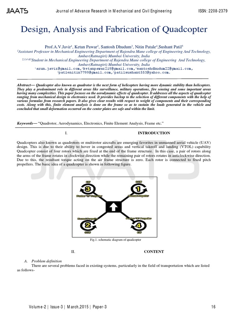 Quadcopter Design and Analysis Guide | PDF | Quadcopter | Electric Motor