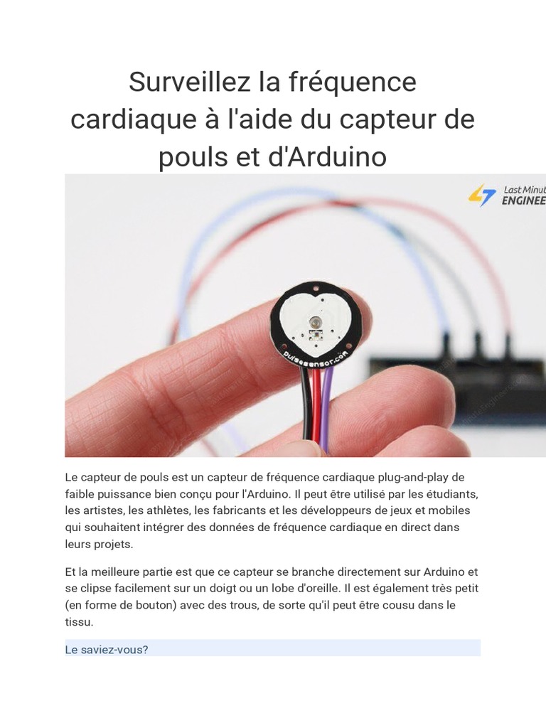 Suivi de la fréquence cardiaque avec Arduino | PDF | Arduino ...
