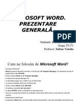 Microsoft Word. Prezentare Generală.: Studentă: Frecățel Lucreția Grupa TF171 Profesor: Soltan Natalia