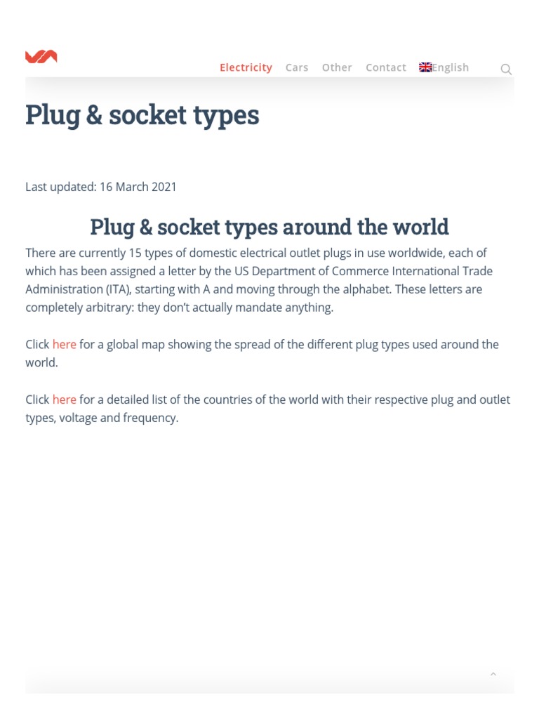 Plug & Socket Types Around the World PDF Ac Power Plugs And Sockets