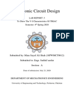 Electronic Circuit Design: Lab Report:3 To Draw The V-I Characteristics of TRIAC Semester: 4 Spring 2020