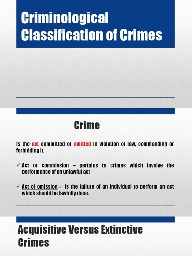 Criminological Crime Classifications | PDF