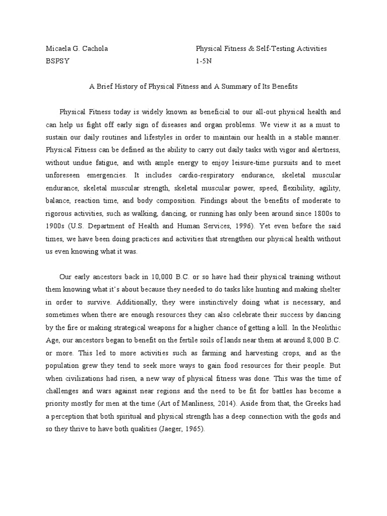 History of Physical Fitness | PDF | Physical Fitness | Human Nature