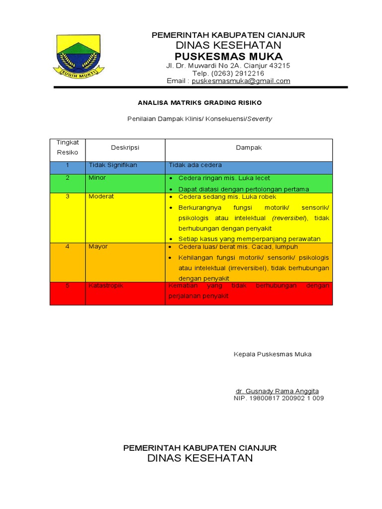 Analisa Matriks Grading Risiko Kesehatan | PDF