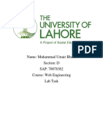 Name: Muhammad Umair Bhatti Section: D SAP: 70070382 Course: Web Engineering Lab Task