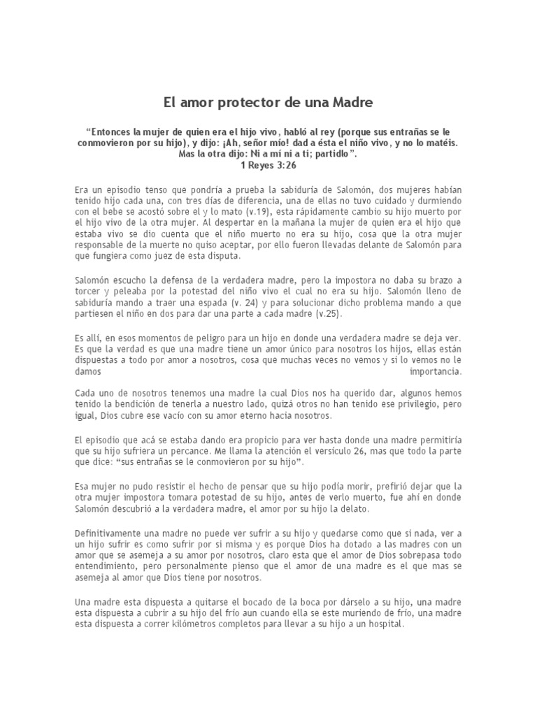 El Amor Protector de Una Madre | PDF | Amor | Comportamiento religioso ...
