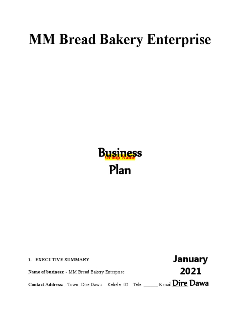 MM Bread Bakery Enterprise Business Plan PDF Bakery Breads