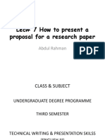 Lec#7 How To Present A Proposal For A Research Paper