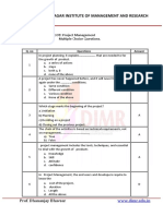 Dnyansagar Institute of Management and Research: 308: Project Management Multiple Choice Questions
