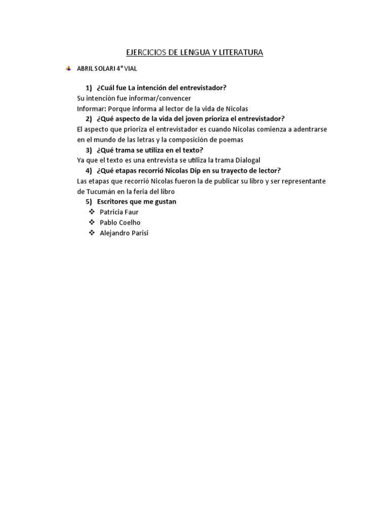 Ejercicios de Lengua y Literatura | PDF