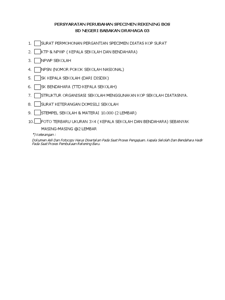 Syarat Perubahan Specimen Bank BJB PDF