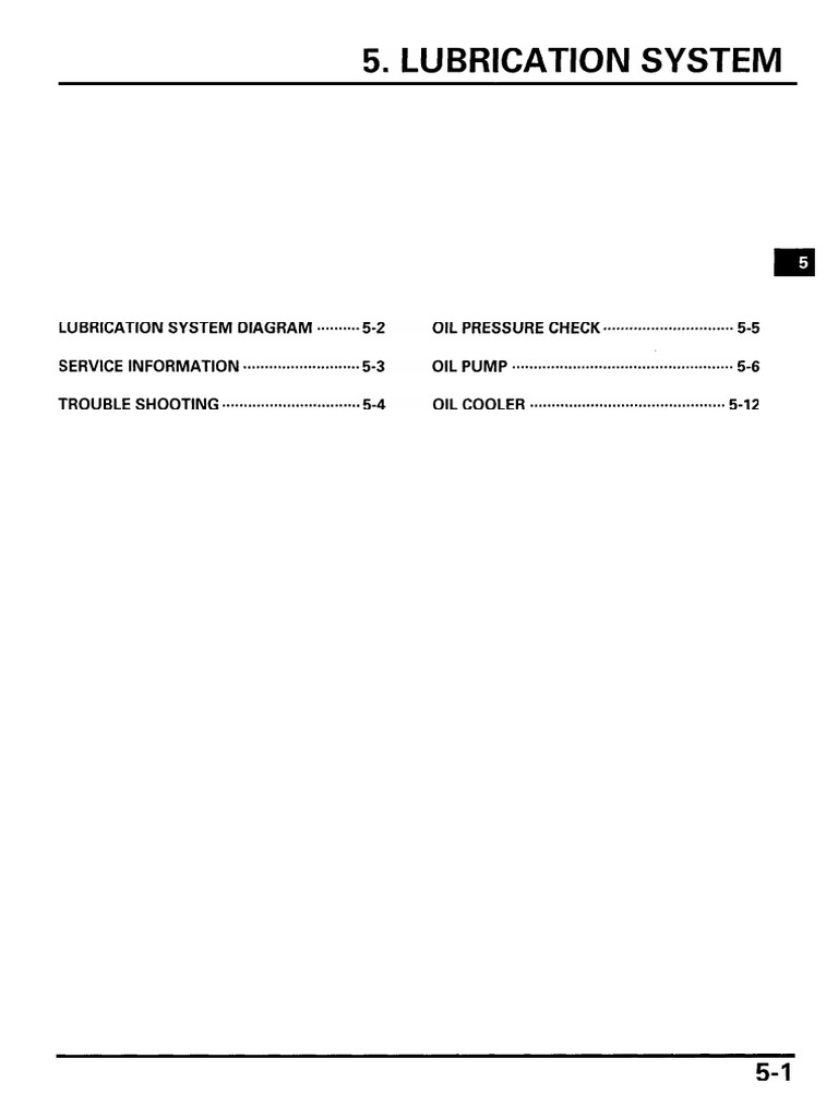 Lubrication System Lubrication System Diagram OIL Pressure Check
