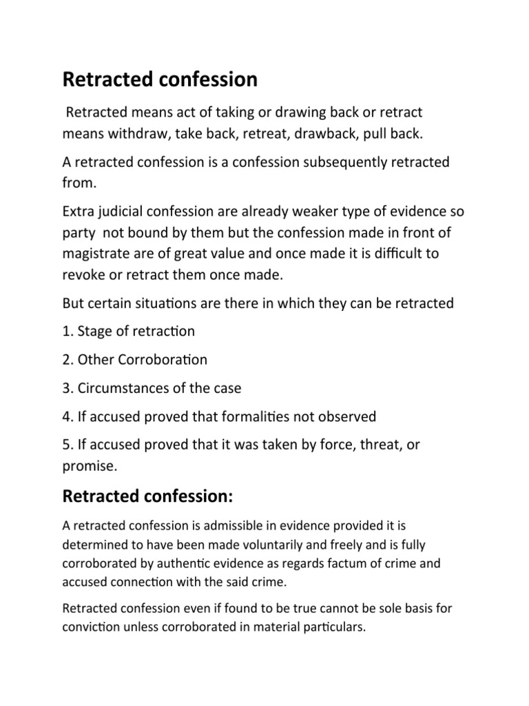 Retracted Confession PDF