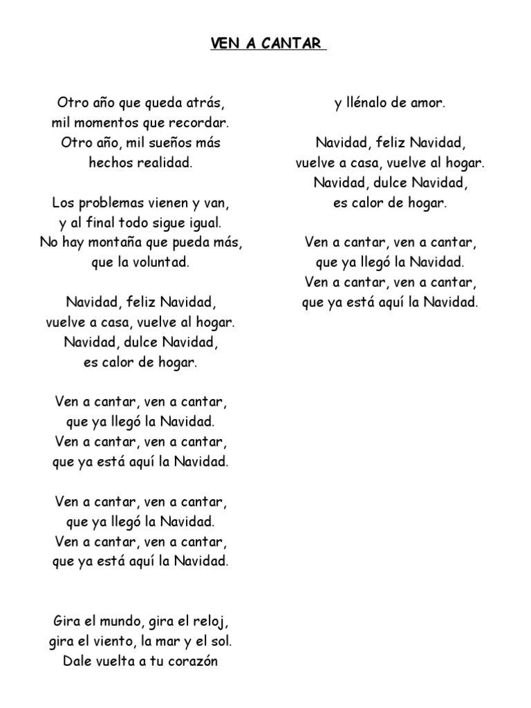Cancion Ven A Cantar | PDF