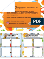 Cartas para pareamento de frutas, animais e brinquedos