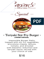 Special: - Teriyaki Stir Fry Burger