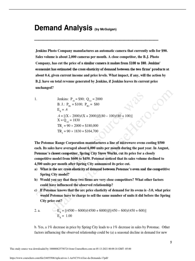 This Study Resource Was: Demand Analysis | PDF | Demand | Price ...