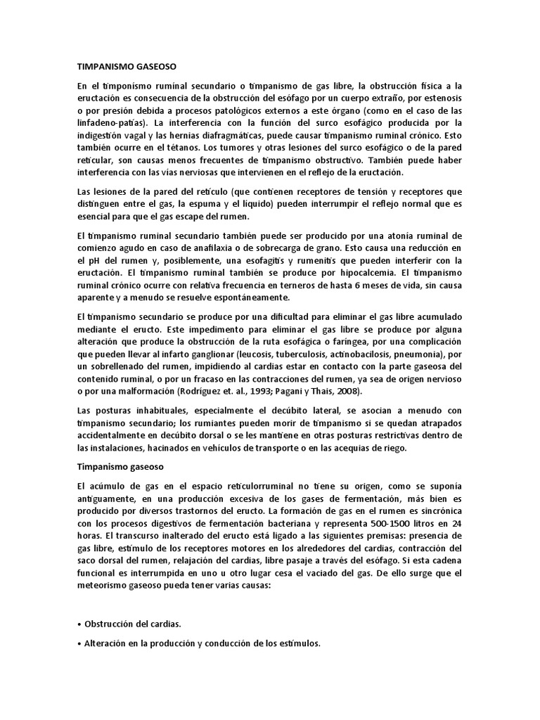 Timpanismo Gaseoso PDF Especialidades Medicas Medicina CLINICA