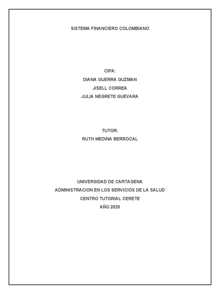 Estructura del Sistema Financiero Colombiano | PDF | Sistema financiero ...
