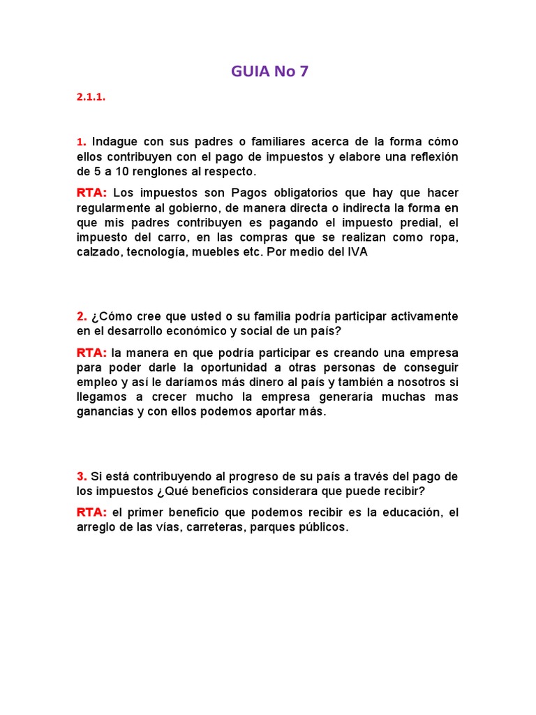 Guia 7 | PDF | Impuestos | Pagos