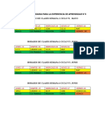 Horario Secundaria para La Experiencia de Aprendizaje N°3