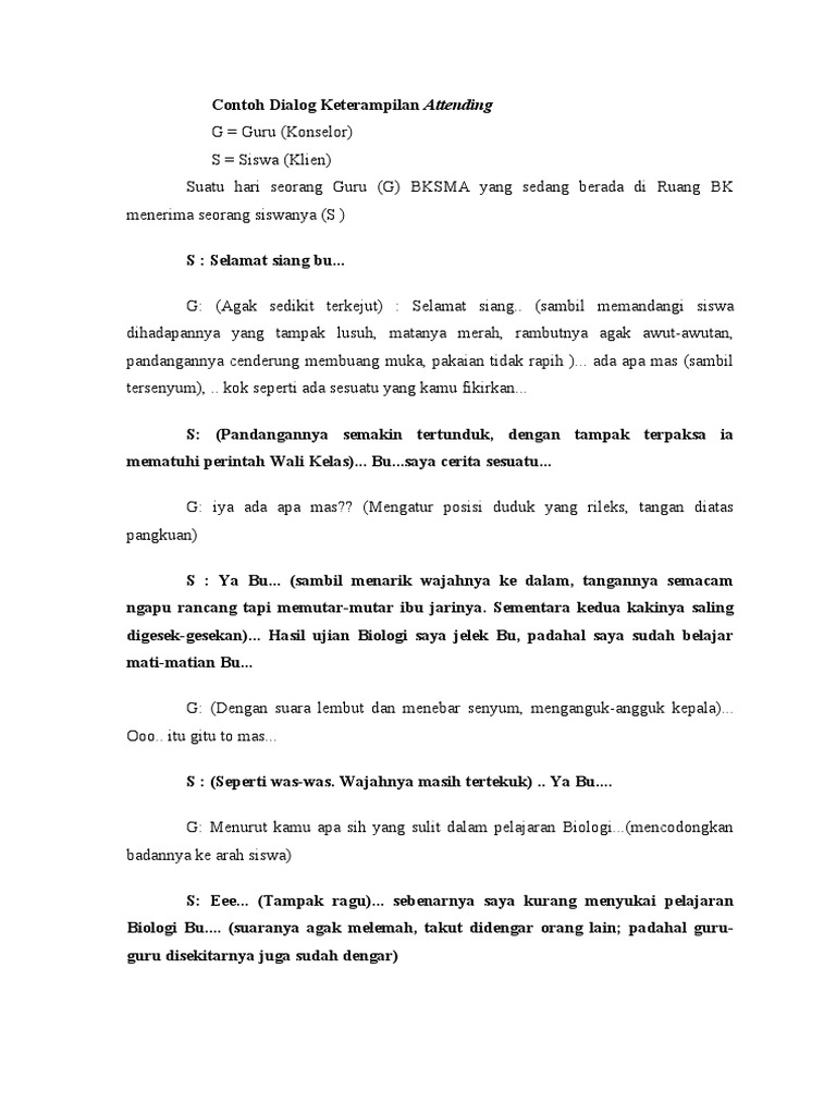 Contoh Dialog Keterampilan Attending | PDF