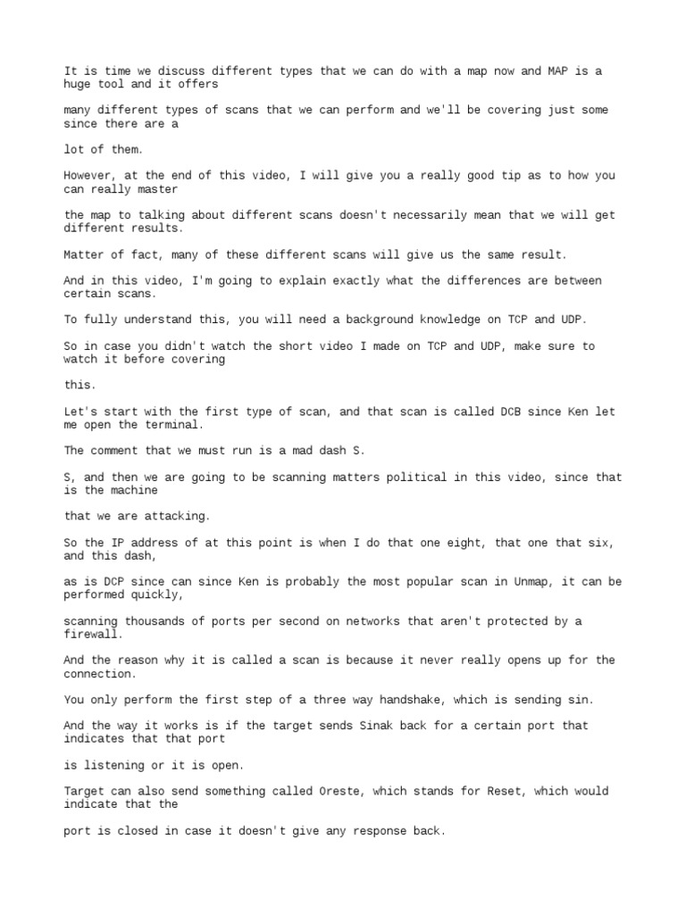 Different Nmap Scan Types | PDF | Transmission Control Protocol | Port ...