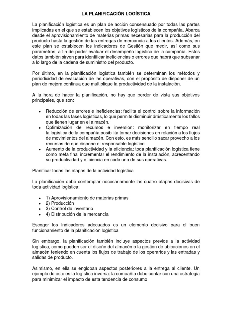 Estrategias Para La Planificación Logística Pdf Logística Almacén