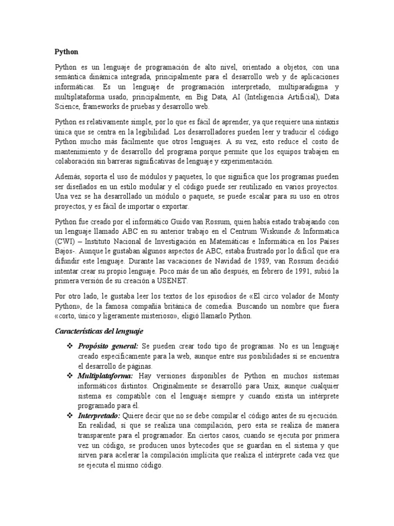 Python: Guía para Desarrolladores | PDF | Python (lenguaje de ...
