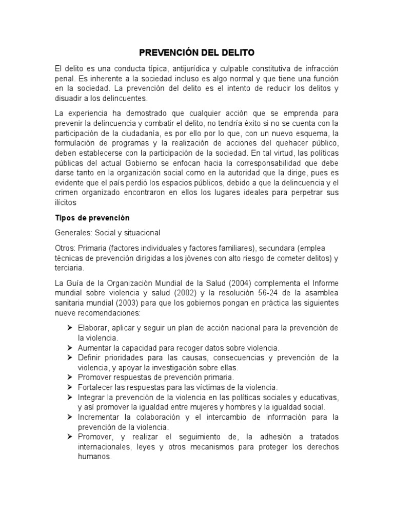Estrategias para la Prevención del Delito | PDF | Prevención del crimen ...