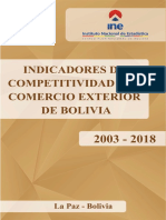 Indicadores de Competitividad Del Comercio Exterior de Bolivia 2003-2018