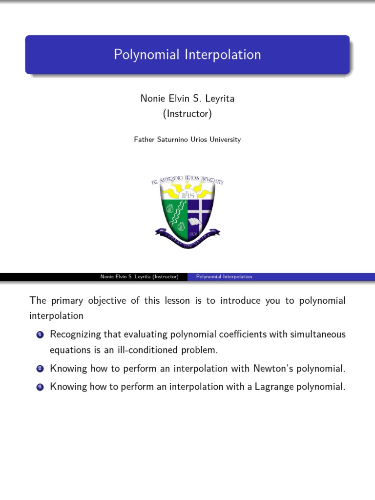 Introduction to Polynomial Interpolation | PDF | Interpolation | Polynomial