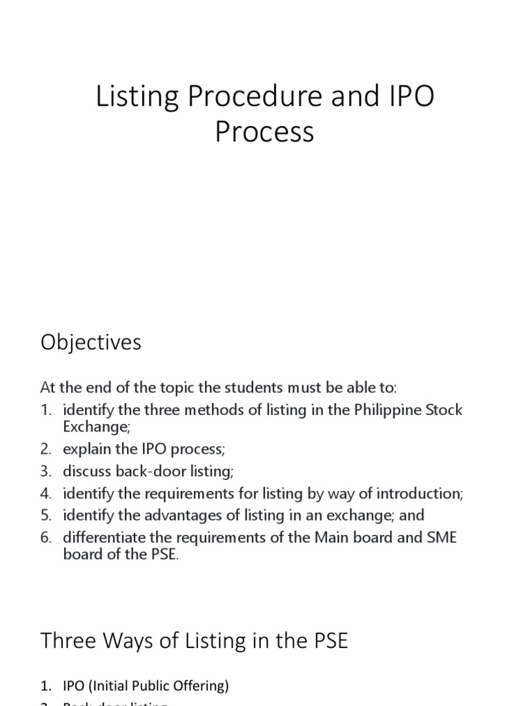 Listing Procedure and IPO Process | PDF | Initial Public Offering ...