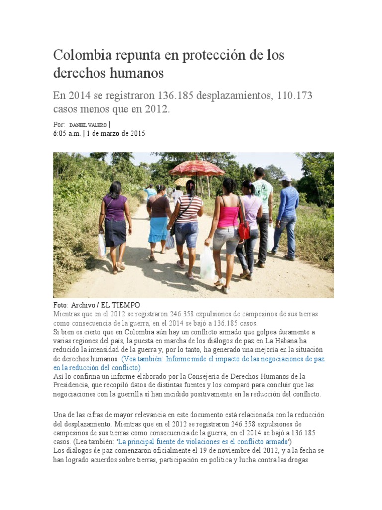 Colombia Repunta en Protección de Los Derechos Humanos | PDF | Colombia ...
