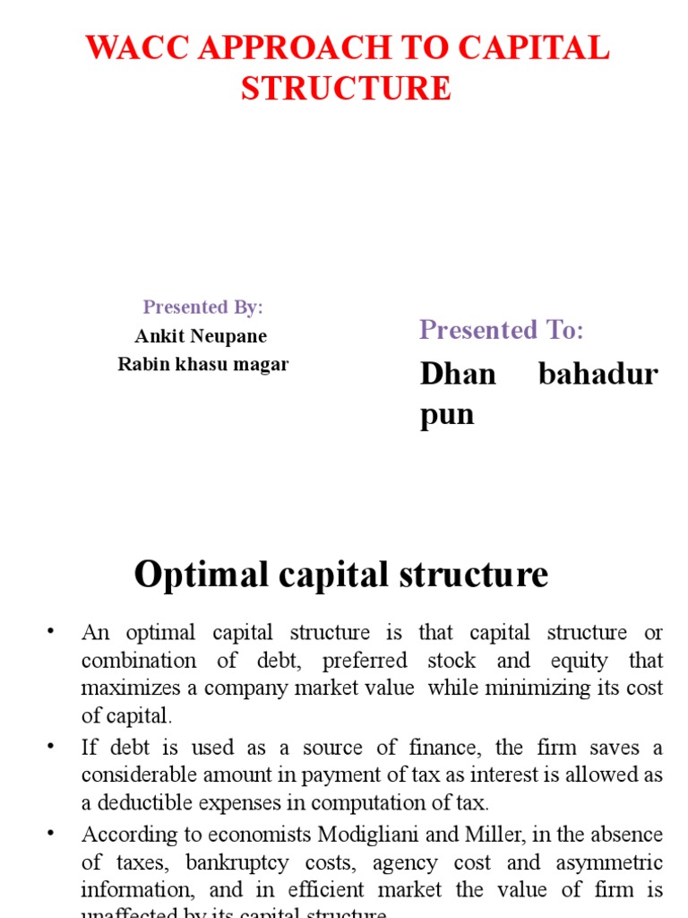 Wacc Approach To Capital Structure | PDF | Cost Of Capital | Capital ...