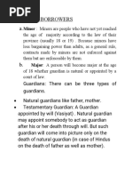 Types of Borrowers A.: Minor: Minors Are People Who Have Not Yet Reached