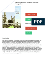 Introducción A La Ingeniería Química: Problemas Resueltos de Balances de Materia y Energía PDF - Descargar, Leer