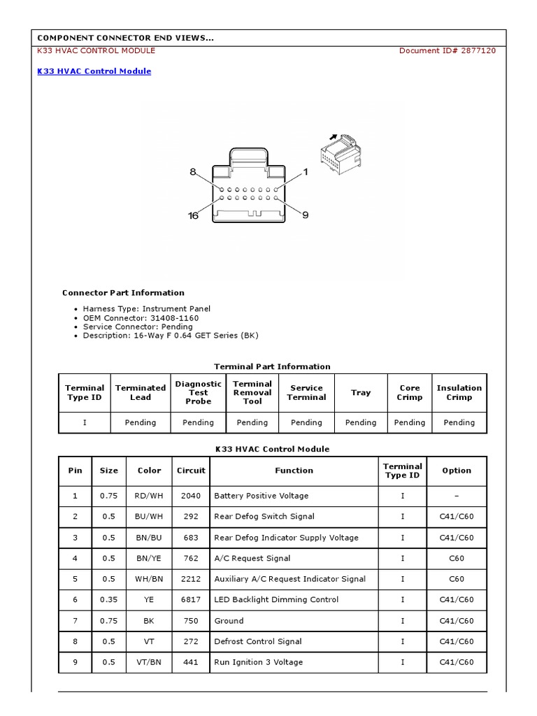K33 Hvac Control Module Document ID# 2877120 | PDF | Electrical ...