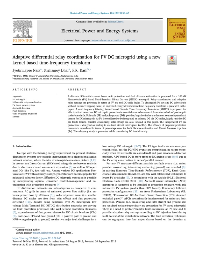 2019 adaptive differential relay coordination for pv dc microgrid using