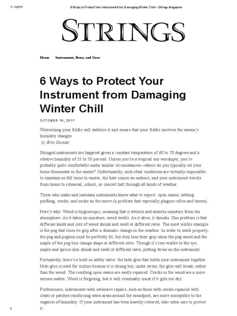 6 Ways To Protect Your Instrument From Damaging Winter Chill Strings