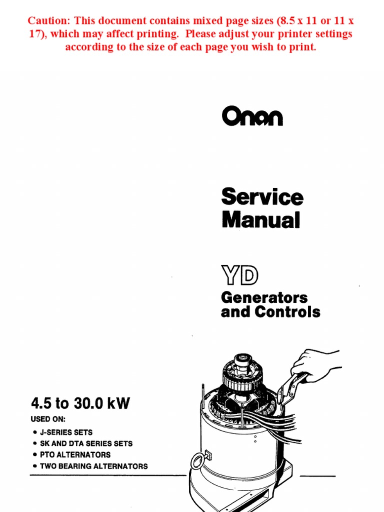Onan Service Manual YD Generators and Controls 900-0184 | Electric Generator  | Voltage