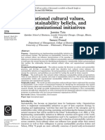 National Cultural Values, Sustainability Beliefs, and Organizational Initiatives