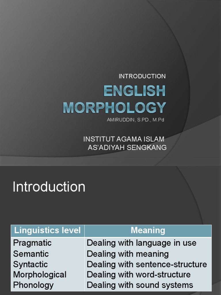 Introduction To English Morphology | PDF | Morphology (Linguistics) | Word