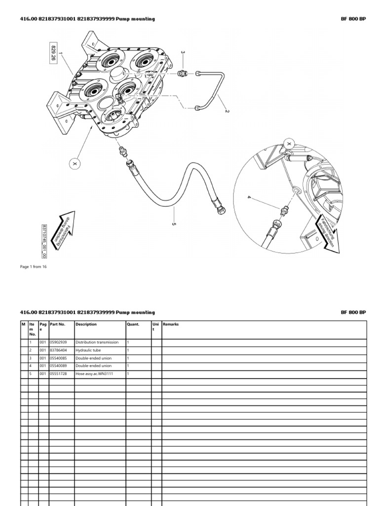 Pump Mounting Parts List BF 800 BP | PDF | Screw | Machines