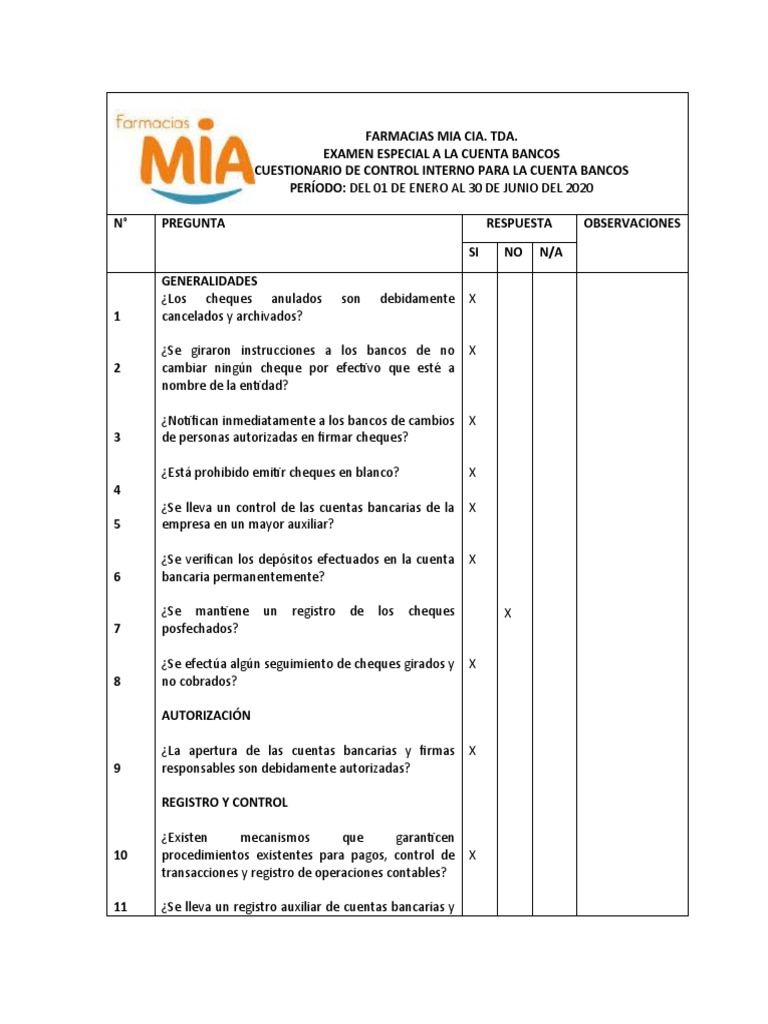 Control Interno de Cuentas Bancarias | PDF | Cheque | Bancos