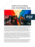 LGBT People More Prone To Mental Health Disorders, Alcohol Misuse - Study